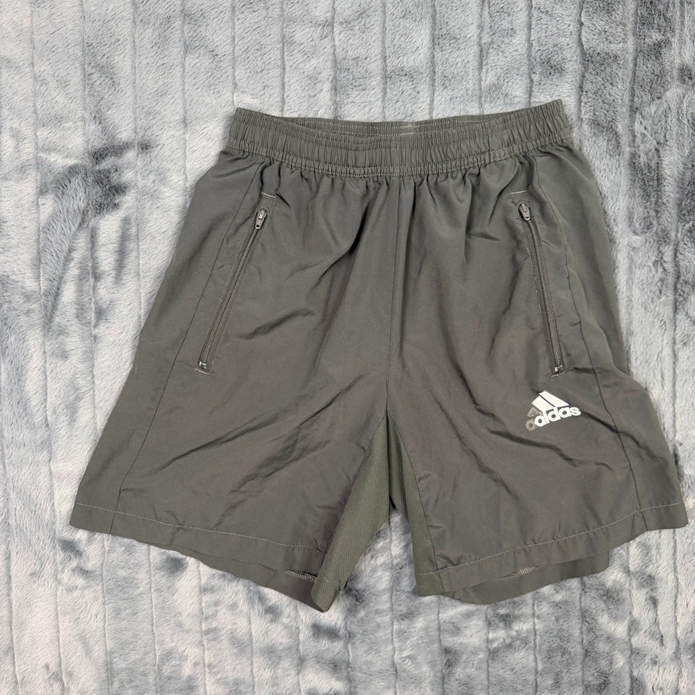 Adidas Aeroready Primegreen Mens Shorts Gray Zip Pockets Athletic Training Sz S